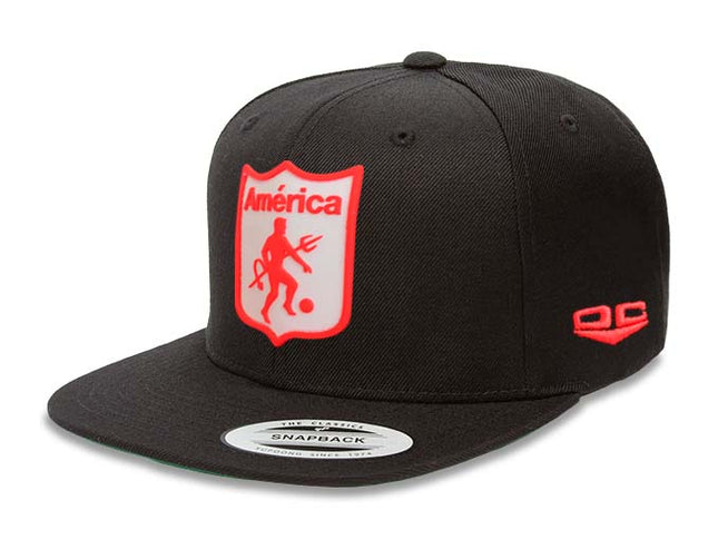 Gorra América de Cali Oficial Flexfit 6089M Plana Negra