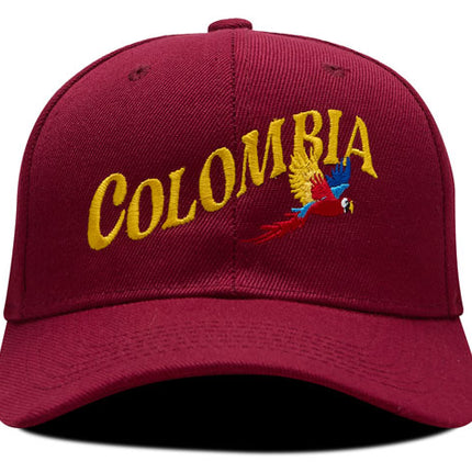 Gorra DJ caps Souvenir Colombia guacamaya vinotinto