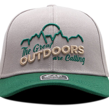 Gorra de moda DJ Caps The great outdoors are calling gris/verde