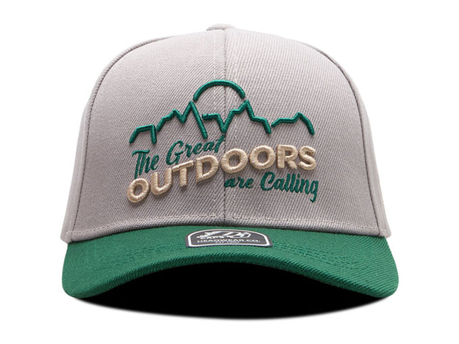 Gorra de moda DJ Caps The great outdoors are calling gris/verde