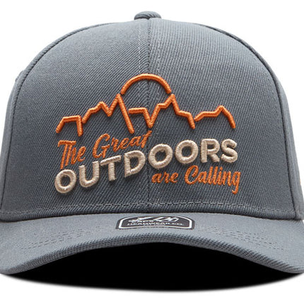 Gorra de moda DJ Caps The great outdoors are calling gris