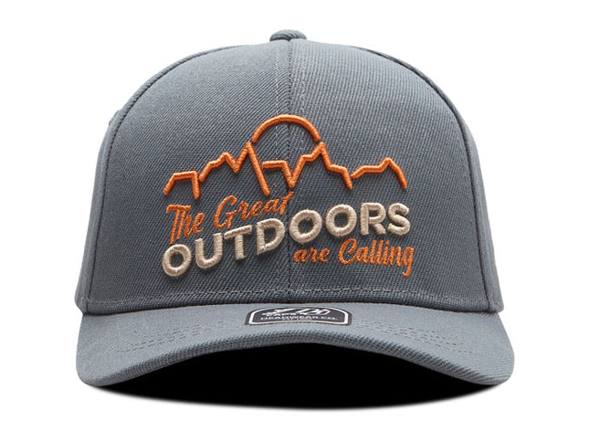 Gorra de moda DJ Caps The great outdoors are calling gris