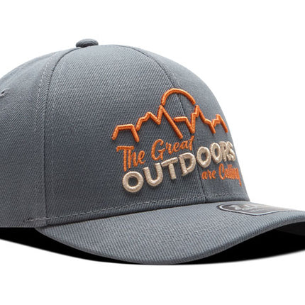 Gorra de moda DJ Caps The great outdoors are calling gris