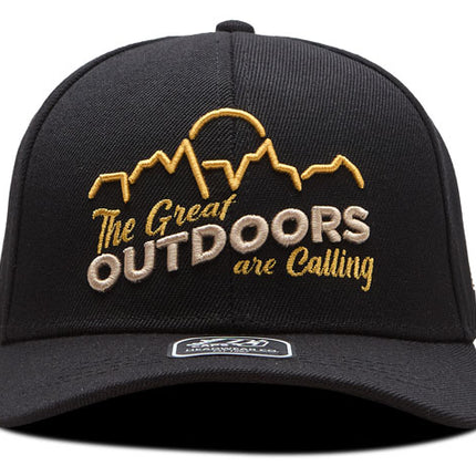 Gorra de moda DJ Caps The great outdoors are calling negro