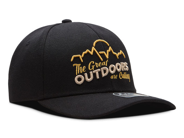 Gorra de moda DJ Caps The great outdoors are calling negro