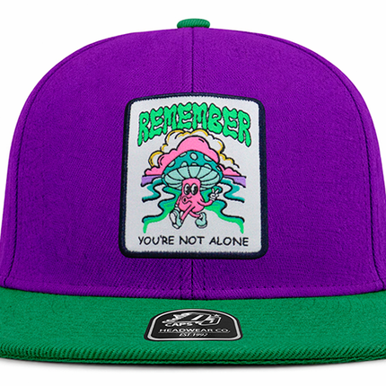 Gorra plana DJ Remember you´re not alone morado/verde