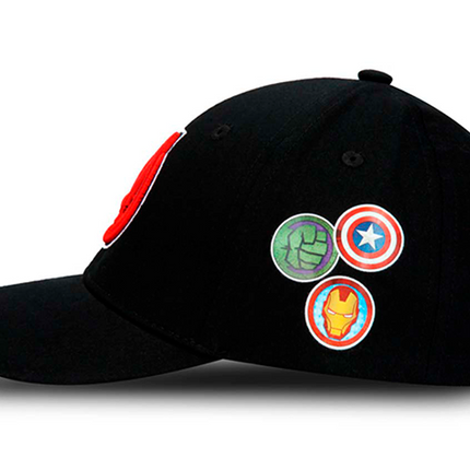 GORRA AVENGERS MARVEL ORIGINAL PARCHES NEGRA OC CAPS