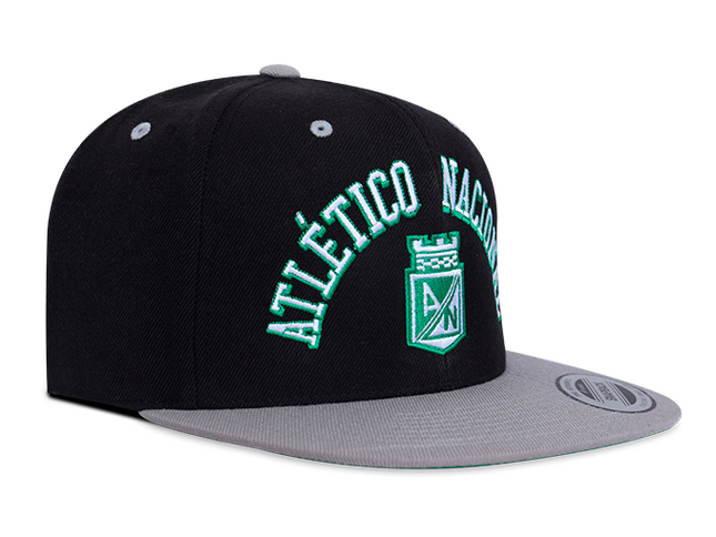 Gorra Atlético Nacional Oficial Premium Flexfit 6089MT Plana Negra/Gris