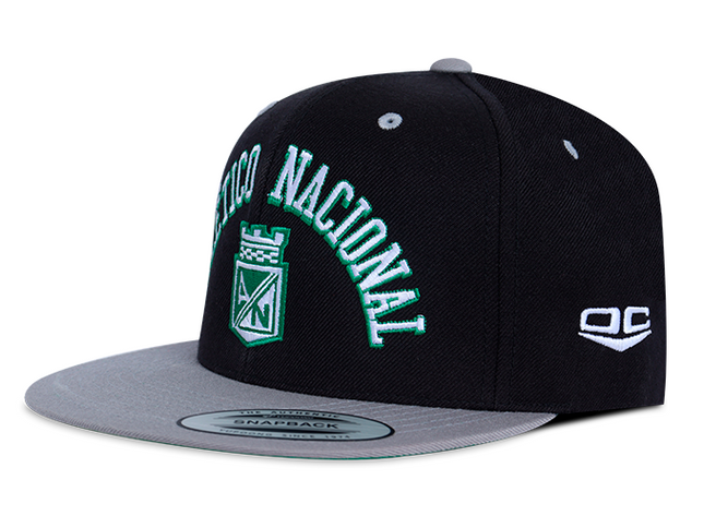 Gorra Atlético Nacional Oficial Premium Flexfit 6089MT Plana Negra/Gris