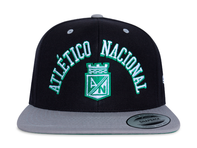 Gorra Atlético Nacional Oficial Premium Flexfit 6089MT Plana Negra/Gris