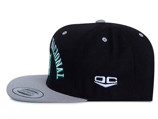 Gorra Atlético Nacional Oficial Premium Flexfit 6089MT Plana Negra/Gris
