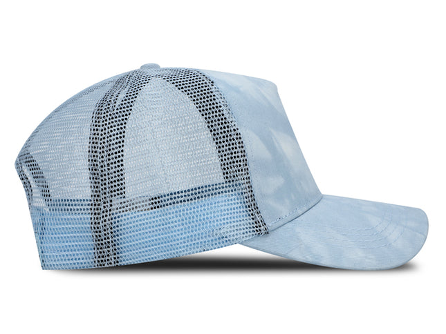 Gorra de malla trucker Tie-dye azul claro