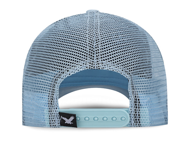 Gorra de malla trucker Tie-dye azul claro