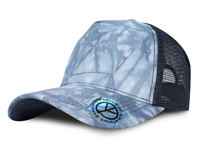 Gorra de malla trucker Tie-dye azul oscuro