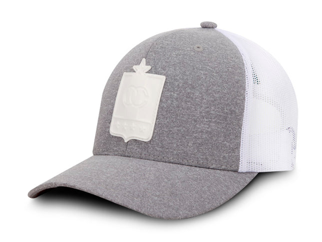 Gorra Once Caldas Premium Flexfit Gris con blanco de malla