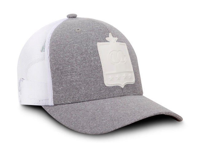 Gorra Once Caldas Premium Flexfit Gris con blanco de malla
